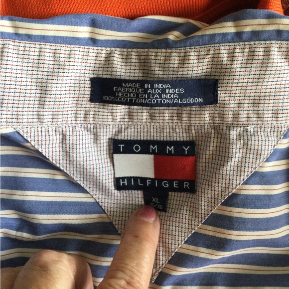 Tommy Hilfiger Navy and White Striped Shirt, Size XL - Picture 7 of 8